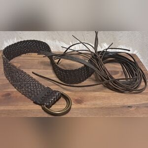 Braided Leather Fringe Belt 49"